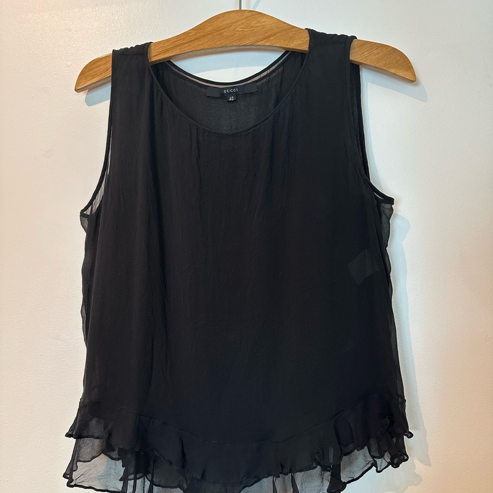 Gucci Sheer Black Silk Top